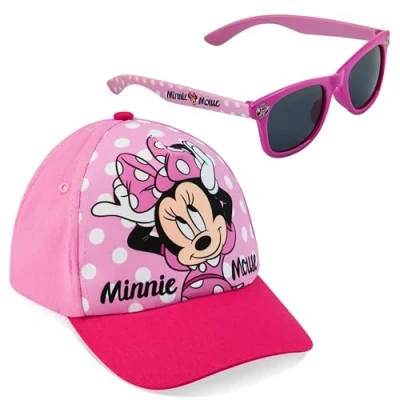 Afbeelding van Disney 100% UV zonnebril voor meisjes en verstelbare pet set, Roze Minnie