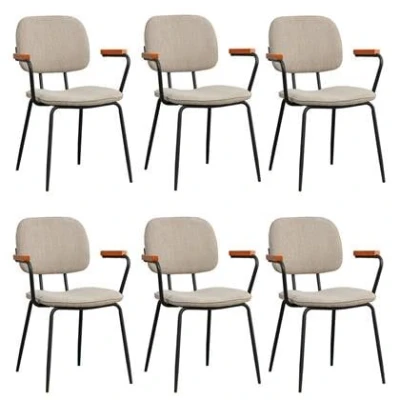 Afbeelding van Bronx71 Scandinavische eetkamerstoel Oskar taupe gerecyclede stof