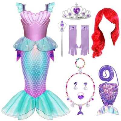 Afbeelding van Spooktacular Creations Zeemeerminnenkostuum voor meisjes, Ariel kostuum Halloween en kostuumfeesten meisjes