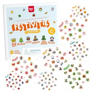 Afbeelding van Nene Toys Lieveheersbeestje geheugenspel, 24 motieven over het thema party, extra geheugenkaarten voor kinderen vanaf 3 jaar, kerstcollectie, heilige koningen, Pasen, Halloween, carnaval