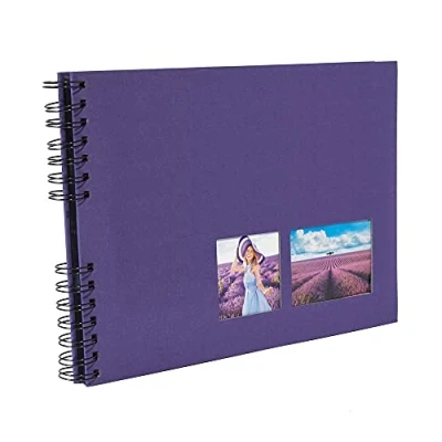 Afbeelding van Exacompta Ref. 15005E Spiraalfotoalbum MILANO 150 foto&#039;s 50 zwarte pagina&#039;s formaat 32 x 22 cm omslag in paars papier textiellook personalisatievenster FSC gecertificeerd