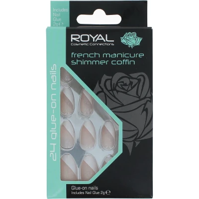 Afbeelding van Royal 24 Coffin Glue on Nails Shimmer French Manicure