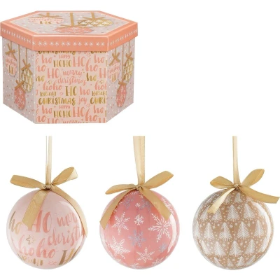 Afbeelding van Kerstballen Cadeauset Zalm / Roze 7,5 cm 14 stuks