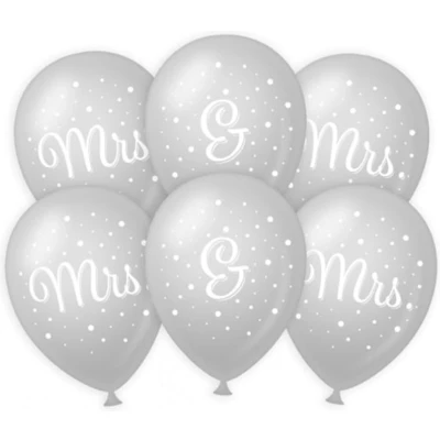 Afbeelding van Ballonnen Mrs. &amp; bruiloft 30cm 6 stuks