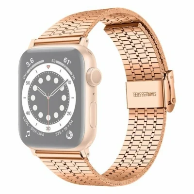 Afbeelding van Apple watch Metalen bandje Rosé goud Geschikt voor 38mm / 40mm 41mm