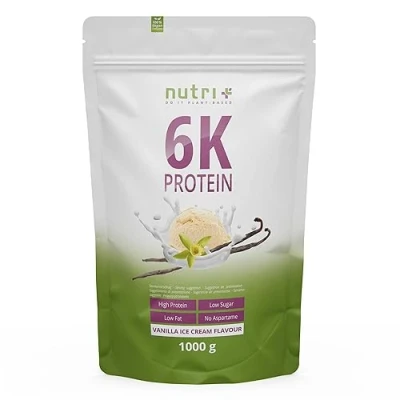 Afbeelding van nutri+ 6K Protein Eiwitpoeder Vanilla Ice Cream Veganistisch proteïnepoeder met eiwitten uit zes plantaardige grondstoffen Eiwit Shake 1000 g