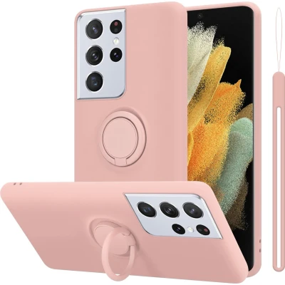 Afbeelding van Cadorabo Hoesje geschikt voor Samsung Galaxy S22 ULTRA in LIQUID ROZE Beschermhoes van flexibel TPU silicone Case Cover met ring