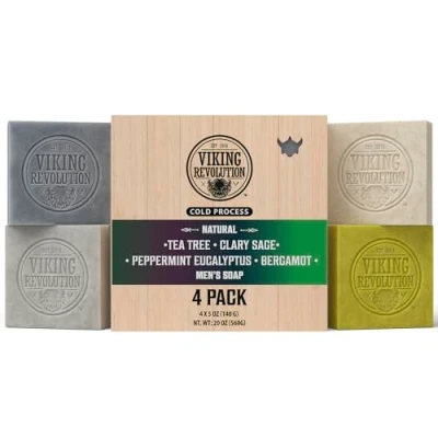 Afbeelding van Viking Revolution Natuurlijke zeep voor mannen Zeepreep Met etherische oliën Koude salie Voedend theeboom, Clary salie, eucalyptus pepermunt,