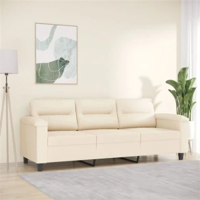 Afbeelding van vidaXL Driezitsbank 180 cm microvezelstof beige