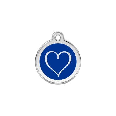 Afbeelding van Tribal Heart Navy roestvrijstalen hondenpenning small/klein dia. 2 cm RedDingo