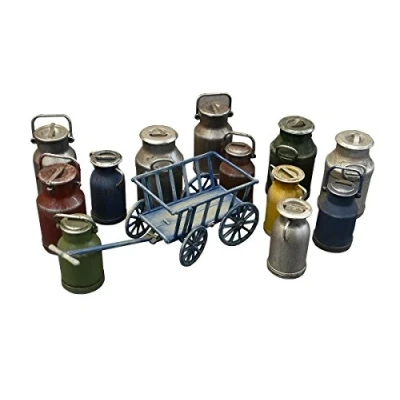 Afbeelding van Miniart Milk Cans With Small Cart (Min35580) modelbouwsets, hobbybouwspeelgoed voor kinderen, modelverf en accessoires