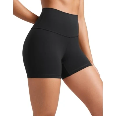 Afbeelding van CRZ YOGA Butterluxe yogashorts voor dames, 10 cm hoge taille, training, motorrijden, leggings, zwart, 38, zwart.