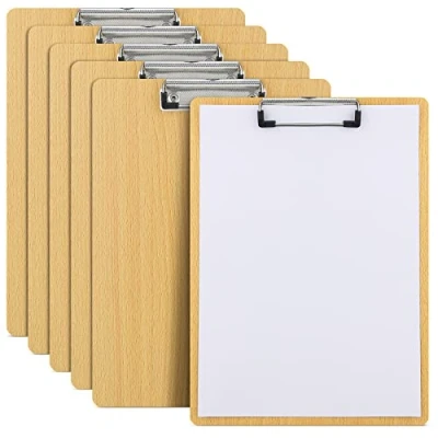 Afbeelding van Prote Loc A4 met klem, 6 stuks hout, klembord van karton wandophangsysteem, formaat voor schrijfpapier, memomappen, kantoor, klaslokaal, restaurant