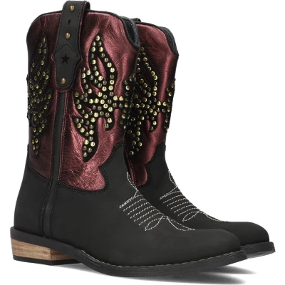 Afbeelding van Hip Cowboy/Bikerlaarzen voor kinderen, Maat: 39, Zwart Leer