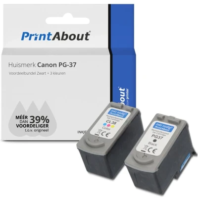 Afbeelding van Huismerk Canon PG 37 / CL 38 Inktcartridge Zwart + 3 kleuren Voordeelbundel