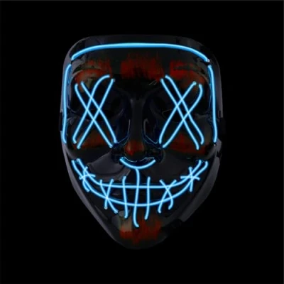 Afbeelding van Halloween Purge led masker, controleerbaar kostuummasker voor Halloween, carnaval en carnaval, als kostuum outfit dames heren (kleurkeuze) (blauw)