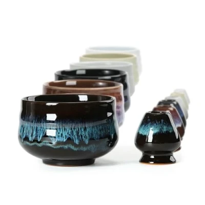 Afbeelding van TEANAGOO Japanse Matcha kom van keramiek met gardehouder, 18 oz K14, Blauw, Chawan Tea Bowl, Keramische kom, Theeschalen, Kom..