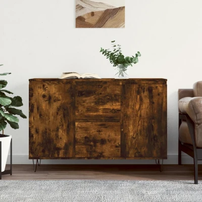 Afbeelding van Dressoir 104x35x70 cm bewerkt hout gerookt eikenkleurig