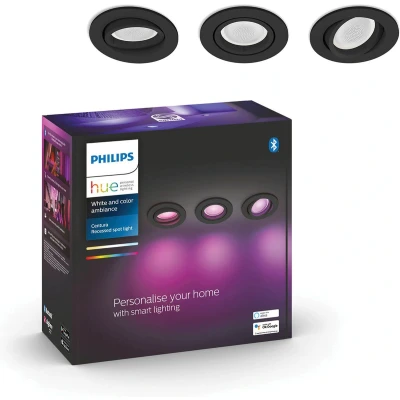 Afbeelding van Philips Hue Centura inbouwspot White and Color rond Zwart 3 pack