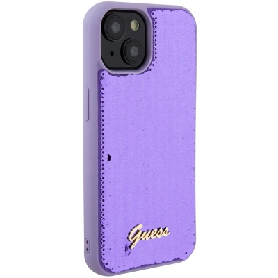 Afbeelding van Guess Sequins Script Logo Back Case Apple iPhone 15 Plus (6.7&quot;) Zwart