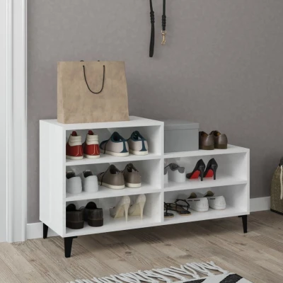 Afbeelding van Schoenenkast 102x36x60 cm bewerkt hout hoogglans wit