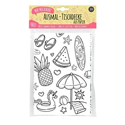 Afbeelding van JEKA Kleurpapier tafelkleed, patroon: Grote Vakantie, Kleurtafelkleed Kleurplaten Zomerdecoratie, Kinderactiviteiten