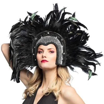 Afbeelding van Boland Hoofdtooi Showgirl Zwart Één maat Volwassenen Vrouwen Glamour Carnaval accessoire go danseres