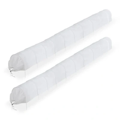 Afbeelding van Relaxdays kweektunnel met bogen 7 m set van 2 tuintunnel vlies vogelnet moestuin
