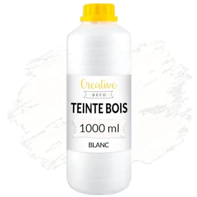 Afbeelding van Creative Deco Houtbeits op Waterbasis Wit 1 Liter Sneldrogende Vernis Niet Giftig voor Hout, Houten Lambrisering, Beton, Baksteen, Behang en Meer
