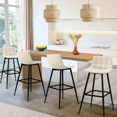 Image de Lot de 4 tabourets bar MADY beige
