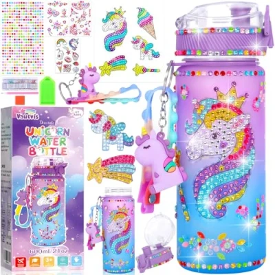 Afbeelding van Vautvis 600 ml waterfles voor kinderen, school, kleuterschool, eenhoorn, cadeaus meisjes van 5 tot 6 7 8 9 jaar, cadeau idee