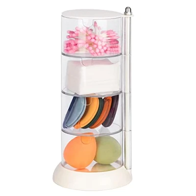 Afbeelding van JessLab Transparante sieradenorganizer met 4 niveaus, 360 graden draaibaar, haaraccessoires, haarclip, haarband, oorbellen, opbergorganizer voor, Transparant, Minimalistisch