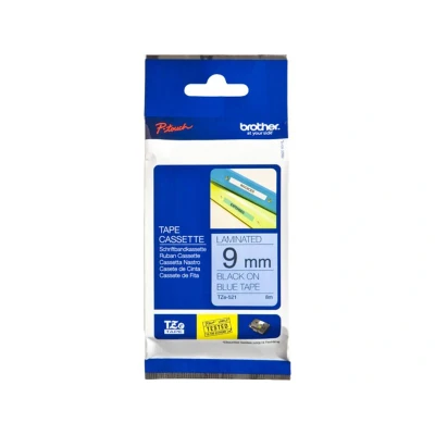 Afbeelding van Brother TZe 521 Tape Zwart op blauw (9 mm)