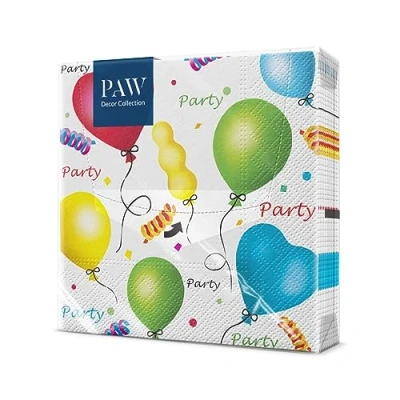 Afbeelding van PAW Papieren servetten, 3 laags (33 x 33 cm), 20 stuks, tafeldecoratie, ballonnen, hart gemaakt voor kleine perfect verjaardagen, kinderdag, enz. (feest)
