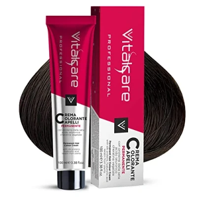 Afbeelding van Vitalcare Professional Professionele permanente haarkleuring, haarkleurcrème, haarverf met zijdeproteïnen, nr. 4/00, bruin, 100 ml