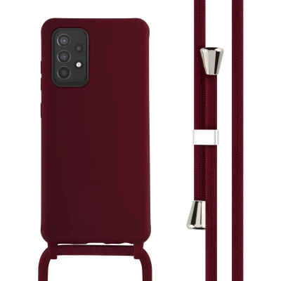 Afbeelding van iMoshion hoesje Geschikt voor Samsung Galaxy A52 (4G) / A52s (5G) met koord Siliconen Donkerrood