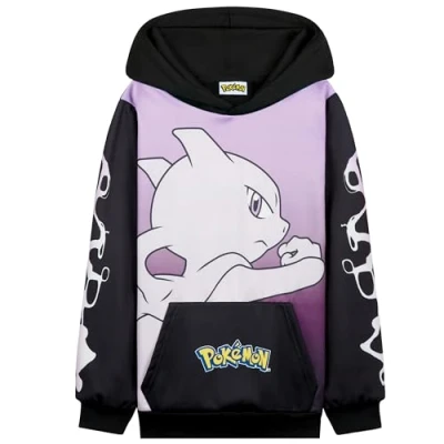 Afbeelding van Pokemon Hoodies voor kinderen, jongens, kangoeroezak, zwart/roze Mewtwo