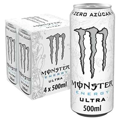 Afbeelding van MONSTER ENERGY Ultra White energiedrank zonder suiker, 4 blikjes, 500 ml