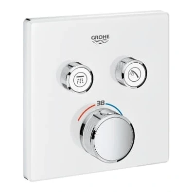 Afbeelding van Grohe Grohtherm Smartcontrol afdekset douchethermostaat vierkant met omstel moonwhit