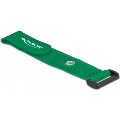 Afbeelding van Klittenband kabelbinders met gesp en ring 190 x 25mm / groen (5 stuks)