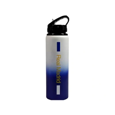 Afbeelding van Hy Pro Officieel gelicentieerde Real Madrid CF aluminium fles 750 ml, vervaagd patroon, mat, geïntegreerd opvouwbaar rietje, waterdicht, licht, geweldig voetbalcadeau idee