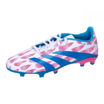 Afbeelding van adidas Performance Predator League FG Unisex Voetbalschoenen met kunststof noppen voor kinderen, Maat: 36 2/3, Footwear white/solar blue/solar pink
