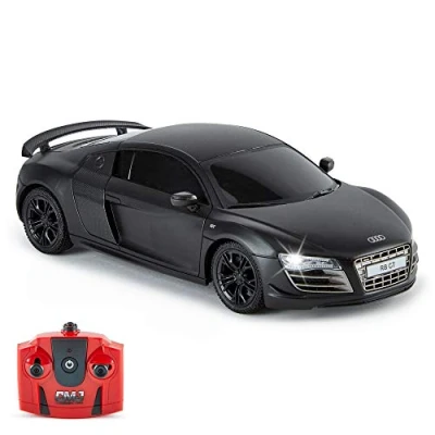 Afbeelding van AUDI R8 GT, officiële Op RC Afstandbestuurbare met werklichten, radiografisch bestuurbare 1:24 schaal, 2,4 GHz mat (matzwart) Geweldig speelgoed voor kinderen
