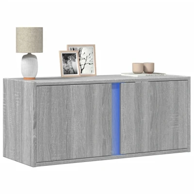 Afbeelding van Tv wandmeubel met LED 80x31x35 cm grijs sonoma eikenkleurig
