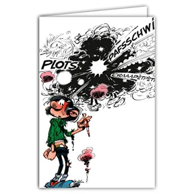 Afbeelding van Gaston Lagaffe GLCT 0233 Verjaardagskaart Boom! Met geïllustreerde envelop 17,5 x 12 cm Gemaakt in Frankrijk
