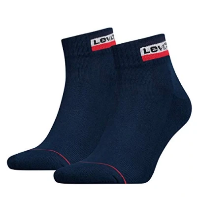 Afbeelding van 2 x Levi&#039;s Quartersokken Sprtwr Logo Dress Blues maat 39/42