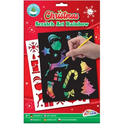 Afbeelding van Grafix Scratchkunst Regenboog Kerst A5