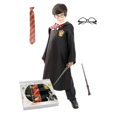 Afbeelding van FUNIDELIA Harry Potter Kostuum Met Toverstaf 7 9 jaar (122 134 cm)