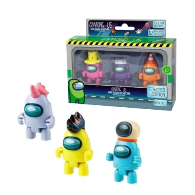 Afbeelding van Bizak Among Us S3, set van 3 beweegbare figuren met grappige accessoires, afmetingen 5 7 cm, verschillende verzamelmodellen roze/paars + oranje (64116303)