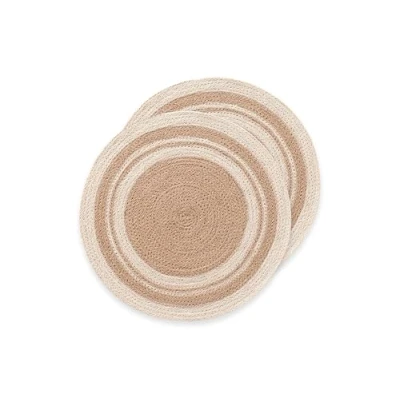 Afbeelding van Set van 2 ronde placemats natuurlijke jute, handgemaakt, 38 x cm